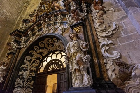 Baroque sacristy door, 17th century, abbey church, Royal monastery of Santa María de Veruela, 12th