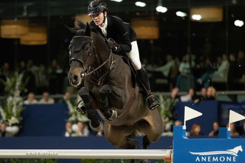 Michael Duffy of Ireland competes in 1.60m FEI Jumping World Cup at Jumping Amsterdam in Amsterdam,