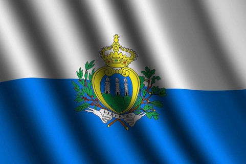 The San Marino flag flying in the wind