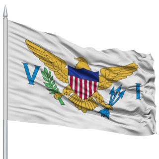 Isolated United States Virgin Islands Flag on Flagpole, USA state, Flying in the Wind, Isolated on