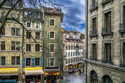 Street in Geneva old town, Switzerland, Europe