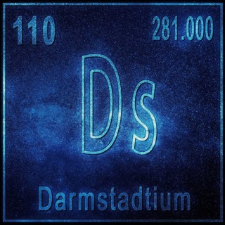 Darmstadtium chemical element, Sign with atomic number and atomic weight, Periodic Table Element
