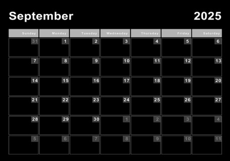 September 2025 calendar, week start Sunday, modern design