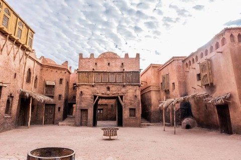 Abandoned constructions in the middle of the desert in Morocco