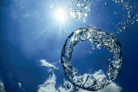 Underwater Bubble Ring Ascends towards the Sun