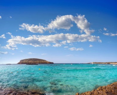 Ibiza Cala Comte Conta beach in Sant Josep of Balearic Islands