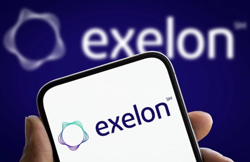 exelon logo is displayed on smartphone.Exelon Corporation is a public utility company