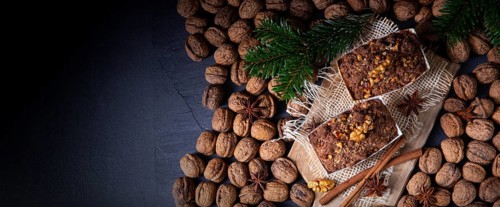 Delicious apple chocolate cake with hazelnuts