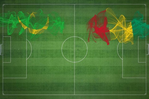 Mauritania vs Guinea Soccer Match, national colors, national flags, soccer field, football game,