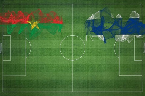 Burkina Faso vs Finland Soccer Match, national colors, national flags, soccer field, football game,