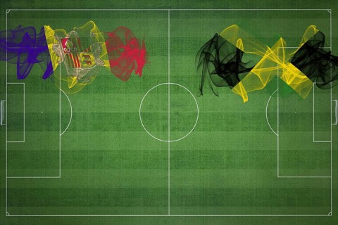 Andorra vs Jamaica Soccer Match, national colors, national flags, soccer field, football game,