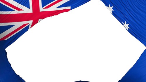 Divided Australia flag, white background, 3d rendering