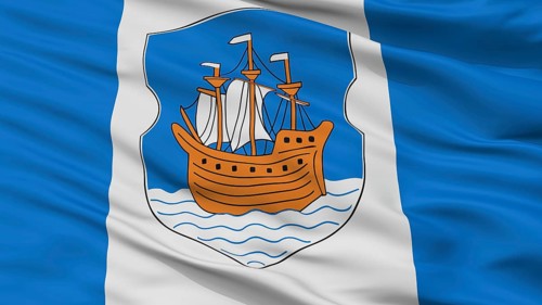 Polotsk City Flag, Country Belarus, Closeup View, 3D Rendering