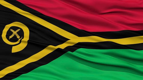 Closeup Vanuatu Flag, Waving in the Wind, High Resolution