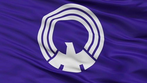 Mitaka City Flag, Country Japan, Tokyo Prefecture, Closeup View, 3D Rendering