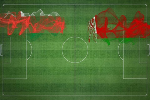 Oman vs Belarus Soccer Match, national colors, national flags, soccer field, football game,