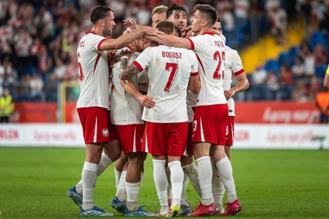 CHORZOW, POLAND - JUNE 6, 2025: Friendly match Poland - Moldova. Joy after scoring goal team of