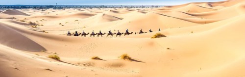 Merzouga in the Sahara Desert in Morocco