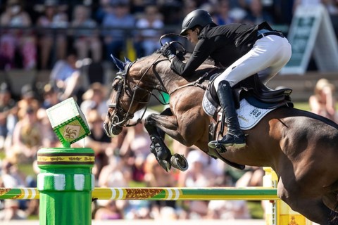 Vaclav Stanek of Czech Republic and riding Quintin compete in the first round of the 1.60m CPKC