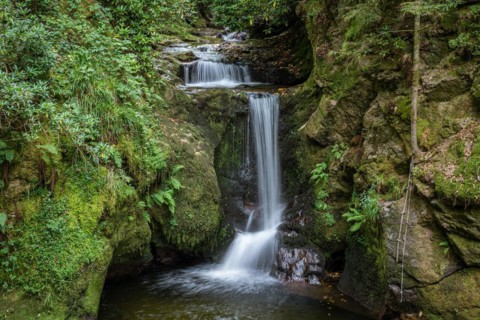Geroldsauer Waterfall in the northern part of the Black Forest near Malschbach, Baden-Wuerttemberg,