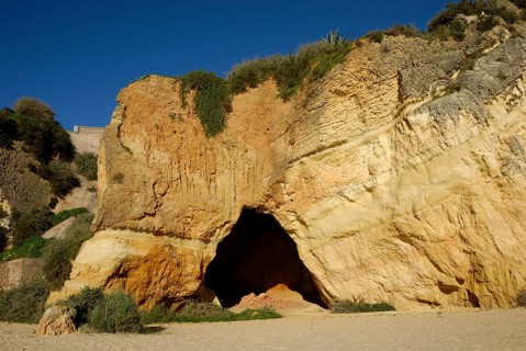 Rock cave at Praia da Rocha, Portimao, Algarve, Portugal, Europe