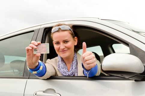 Woman with driving licence