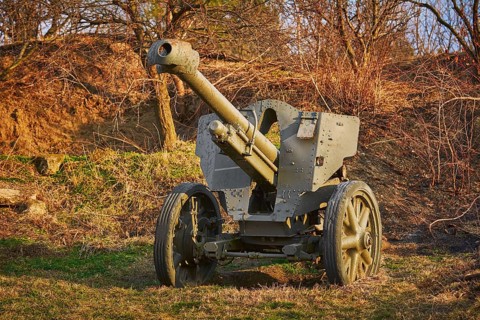 An Old Artillery Gun in the Field Silistra, Bulgaria, Europe