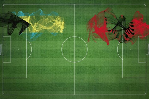Bahamas vs Albania Soccer Match, national colors, national flags, soccer field, football game,