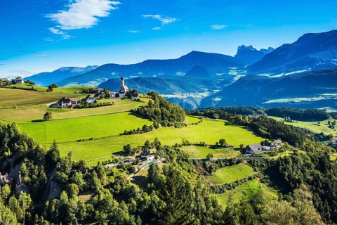 Lovely little village in the Dolomites. Magnificent Tyrol. Journey to a magical fairy-tale country.