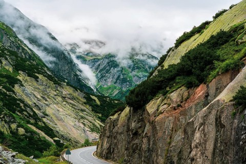 View of the Grimsel Pass in Switzerland