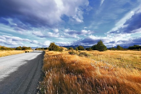 The beginning of autumn in the southern Patagonia. Amazingly beautiful sunset illuminates the