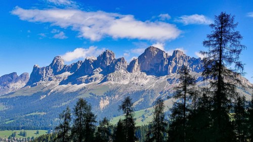 View from Latemar to rose garden, Dolomites