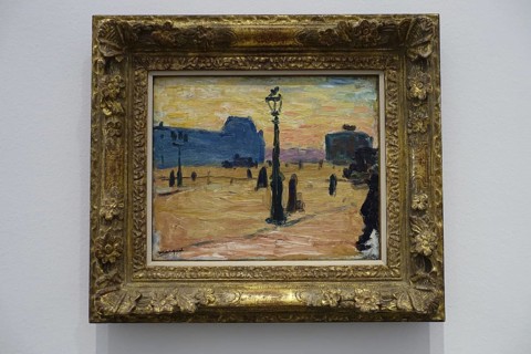 Würth Museum 2, Impressionist painting of a street scene at dusk with lantern light and