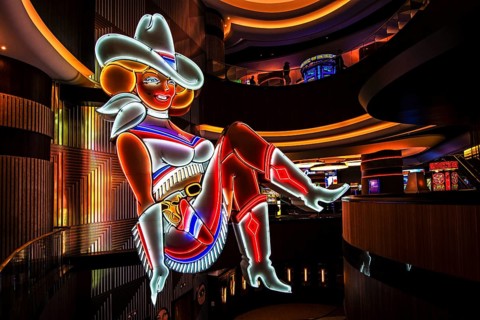 Vegas Vicky Cowgirl, Neon Art, Circa Hotel, Las Vegas, Nevada, USA, North America