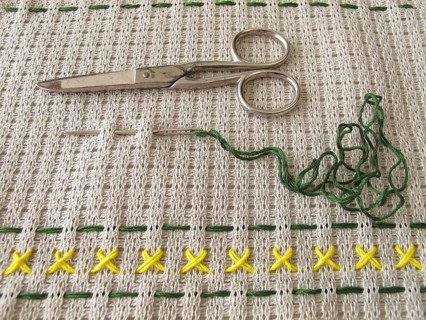 Embroidery pattern on canvas