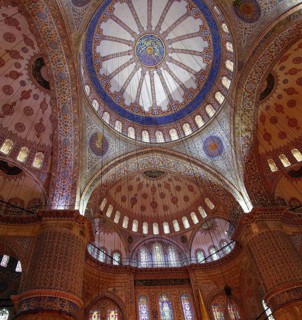 Sultanahmet mosque interior in istanbul turkey