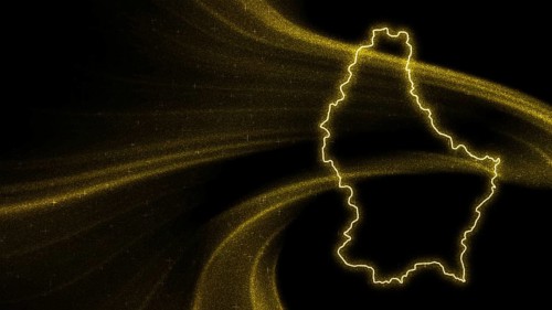 Map of Luxembourg, Gold glitter map on dark background