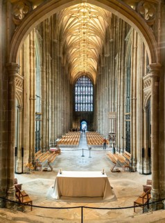 Canterbury, United Kingdom, 10 September, 2022: view of the central nave inside the historic