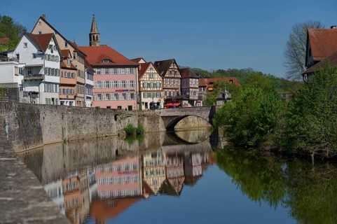 View of the Henkersbrücke, Mauerstraße, Johanniterkirche, art museum, half-timbered houses, old