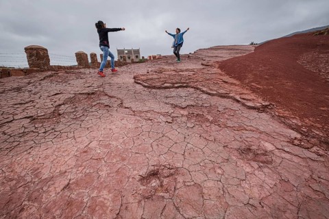 Dinosaur footprints, middle to upper jurassic, geo park Iouaridene, Beni Mellal-Khenifra, Atlas
