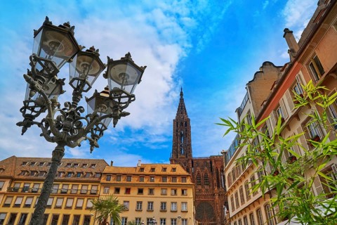 Strasbourg city and Notre Dame Cathedral Alsace France