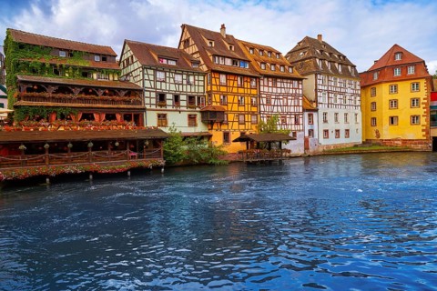 Strasbourg la Petite France in Alsace half timbered houses