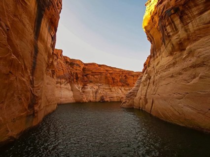 Lake Powell is based on Colorado River with a great view on the canyoon. Beautiful canyon and