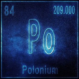 Polonium chemical element, Sign with atomic number and atomic weight, Periodic Table Element