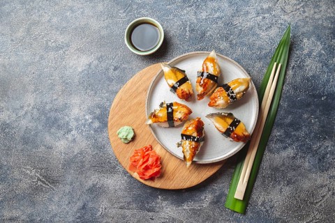 Food, Food, Sushi and rolls sets. Japonese food. top view