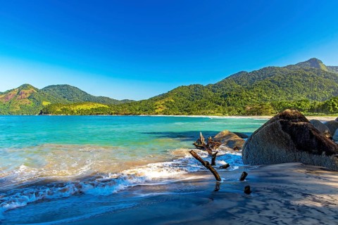 Remote Bonete beach on the island of Ilhabela on the north coast of São Paulo