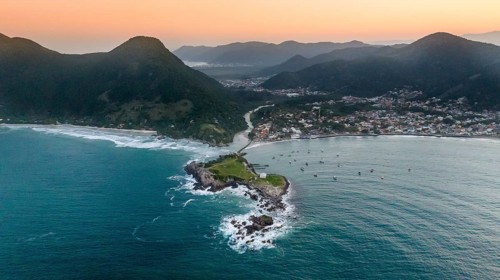 Florianopolis, Armação beach, aerial view. Santa Catarina, SC