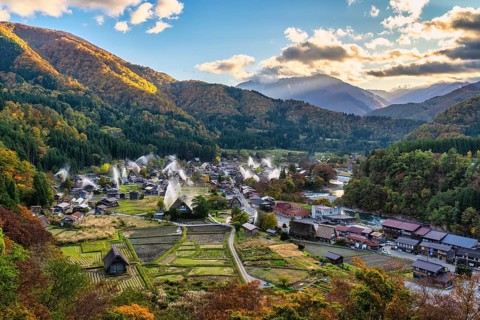 Shirakawago village Gifu Japan, Historical Japanese traditional Gassho house at Shirakawa village