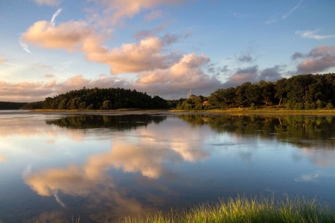 Beautiful sunset over Kilsholmen near the Swedish village Lur in the region Bohuslann