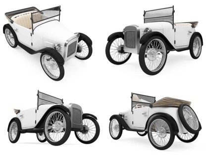 Isolated collection of retro car